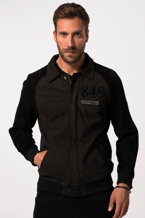 Lederblouson, Leder, feinstes Lammnappaleder, Hemdkragen, Knopfleiste