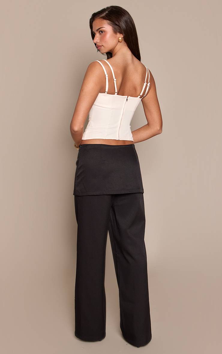 Noir Pantalon Large À Détails Superposés