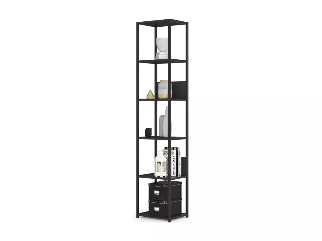 Étagère murale industrielle sur pied AKORD Noire 40 cm 6 étagères 40x32x192 cm