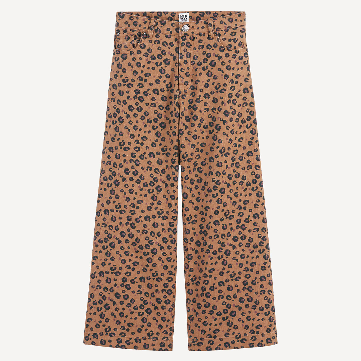 COLEÇÕES LA REDOUTE<br>Calça jeans de perna larga com estampa de leopardo