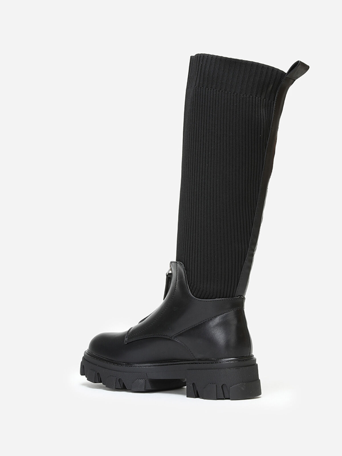 Bottes chaussettes zippées devant- Noir