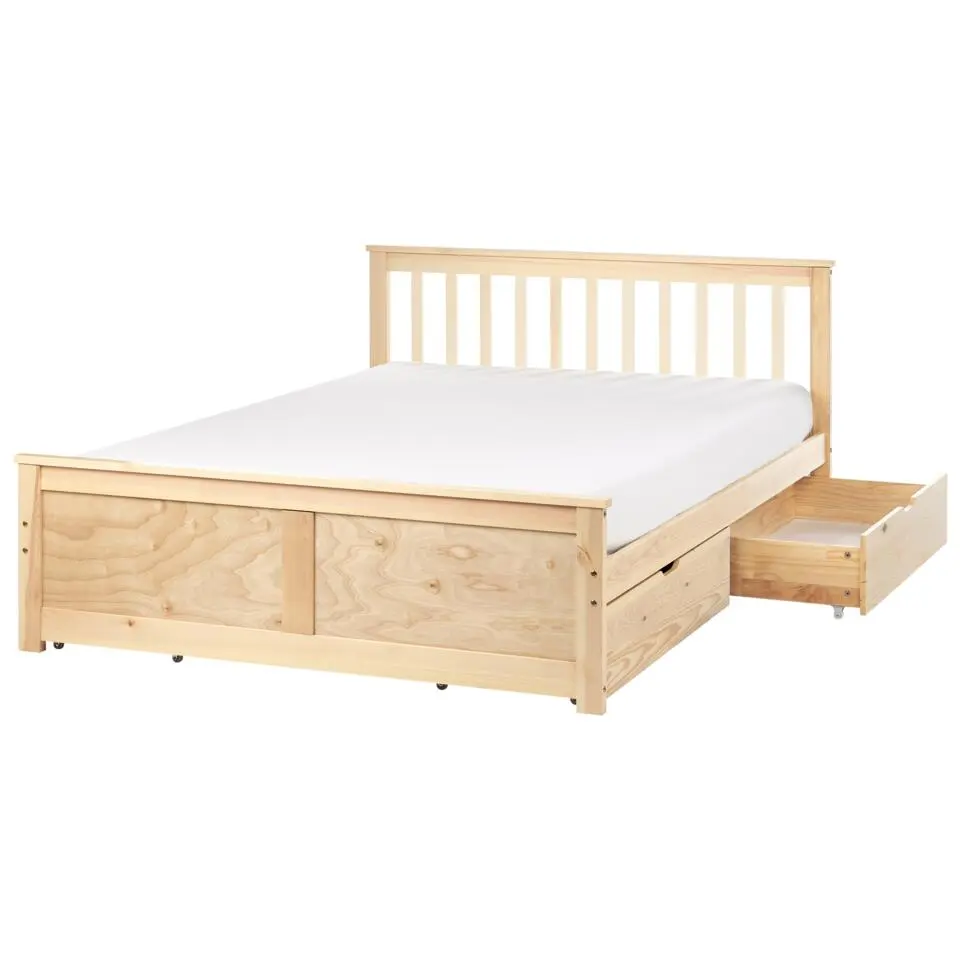 OLENDON - Bed met 4 lades - Lichtbruin - 140 x 200 cm - Dennenhout