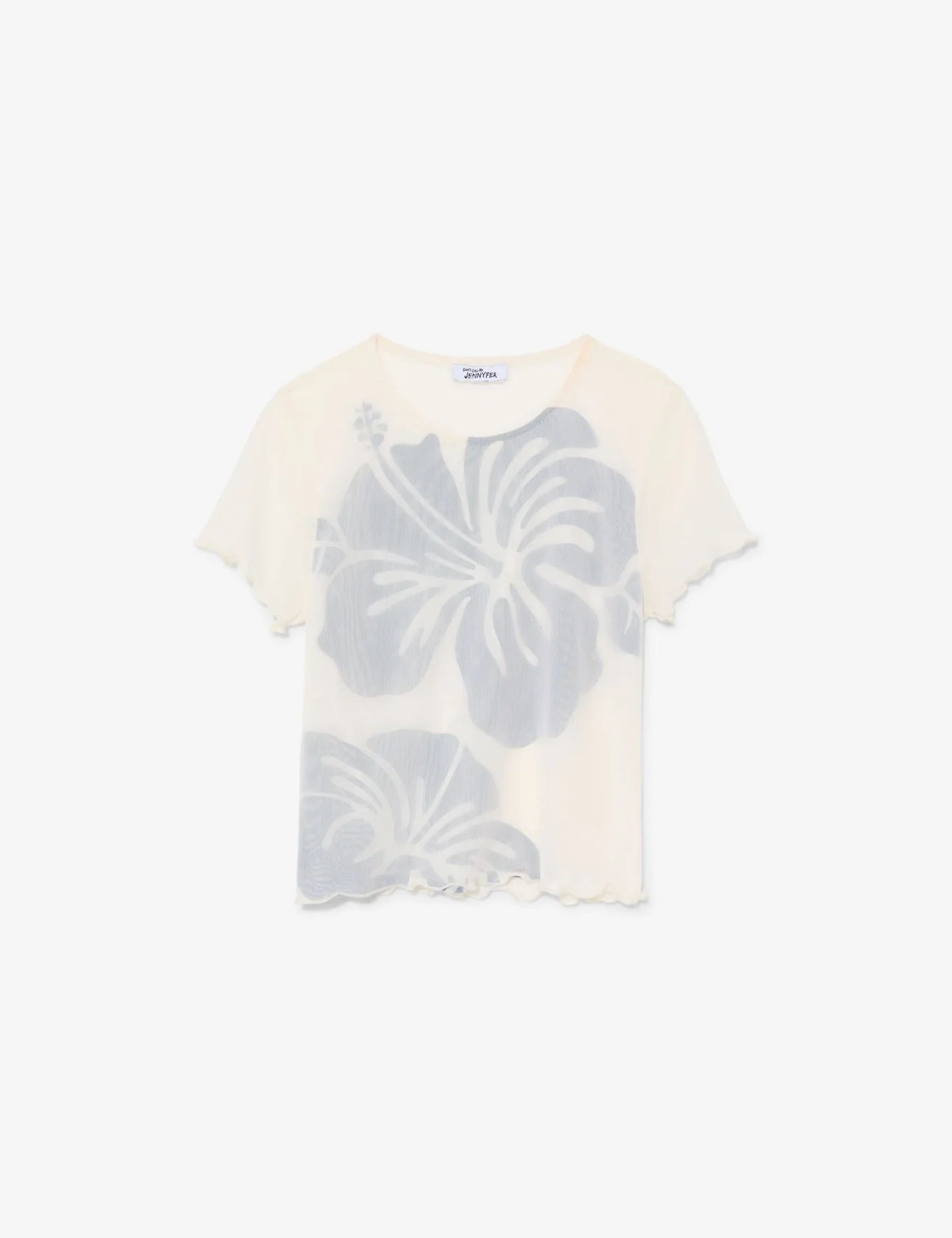 T-shirt court transparent à motif blanc cassé