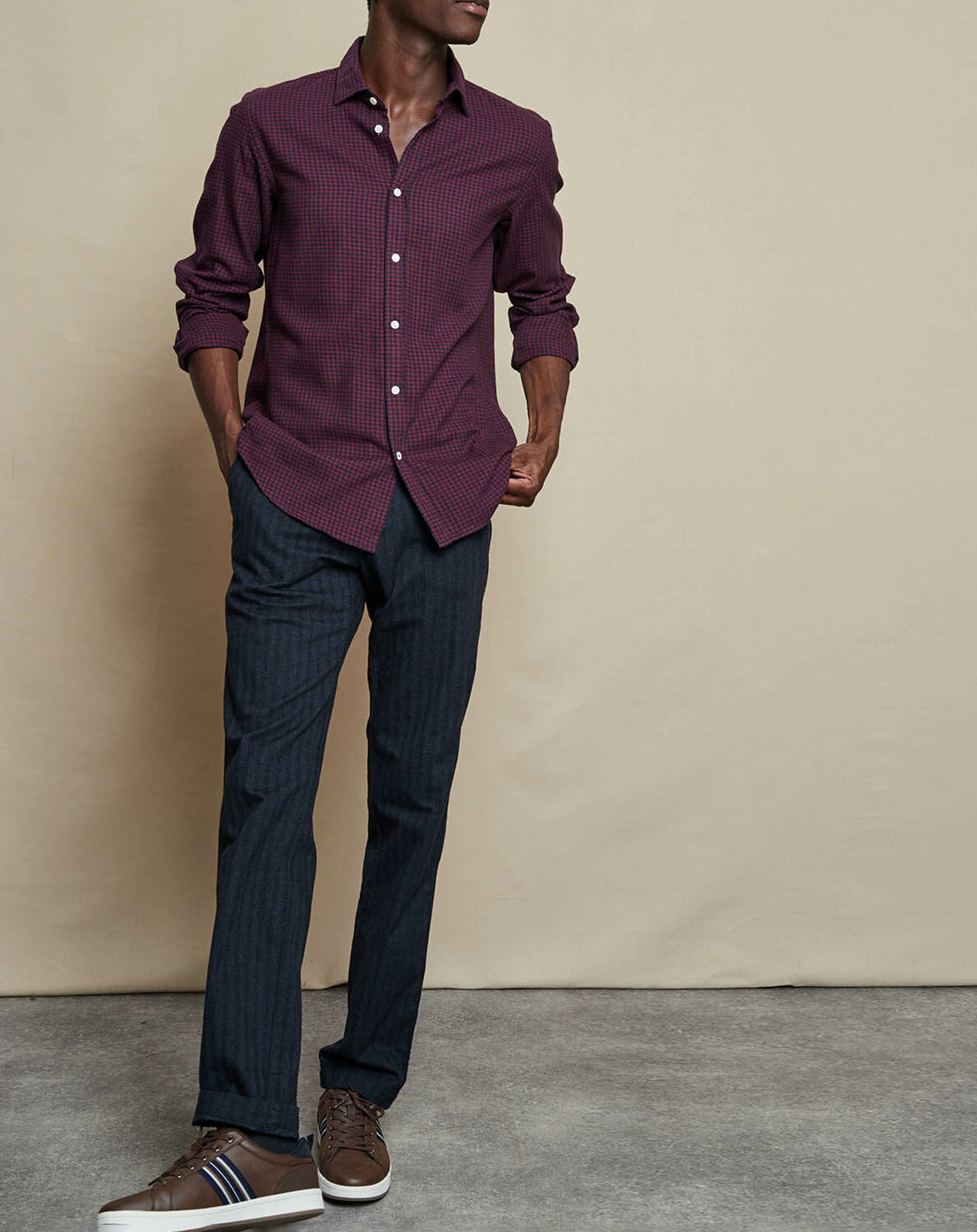 Hartford Chemise Slim Sammy à carreaux marine/rouge