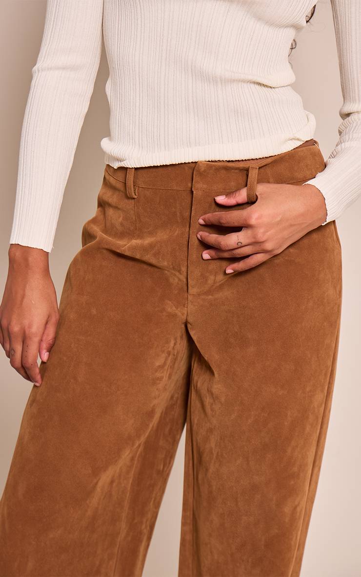 Camel Pantalon Droit En Synthétique