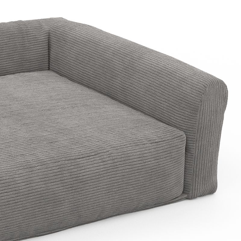 Panier pour chien leonard en tissu velours côtelé gris taille m