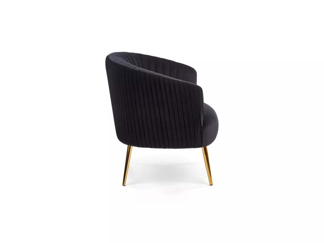 Fauteuil cabriolet en velours noir avec pieds en métal doré Power