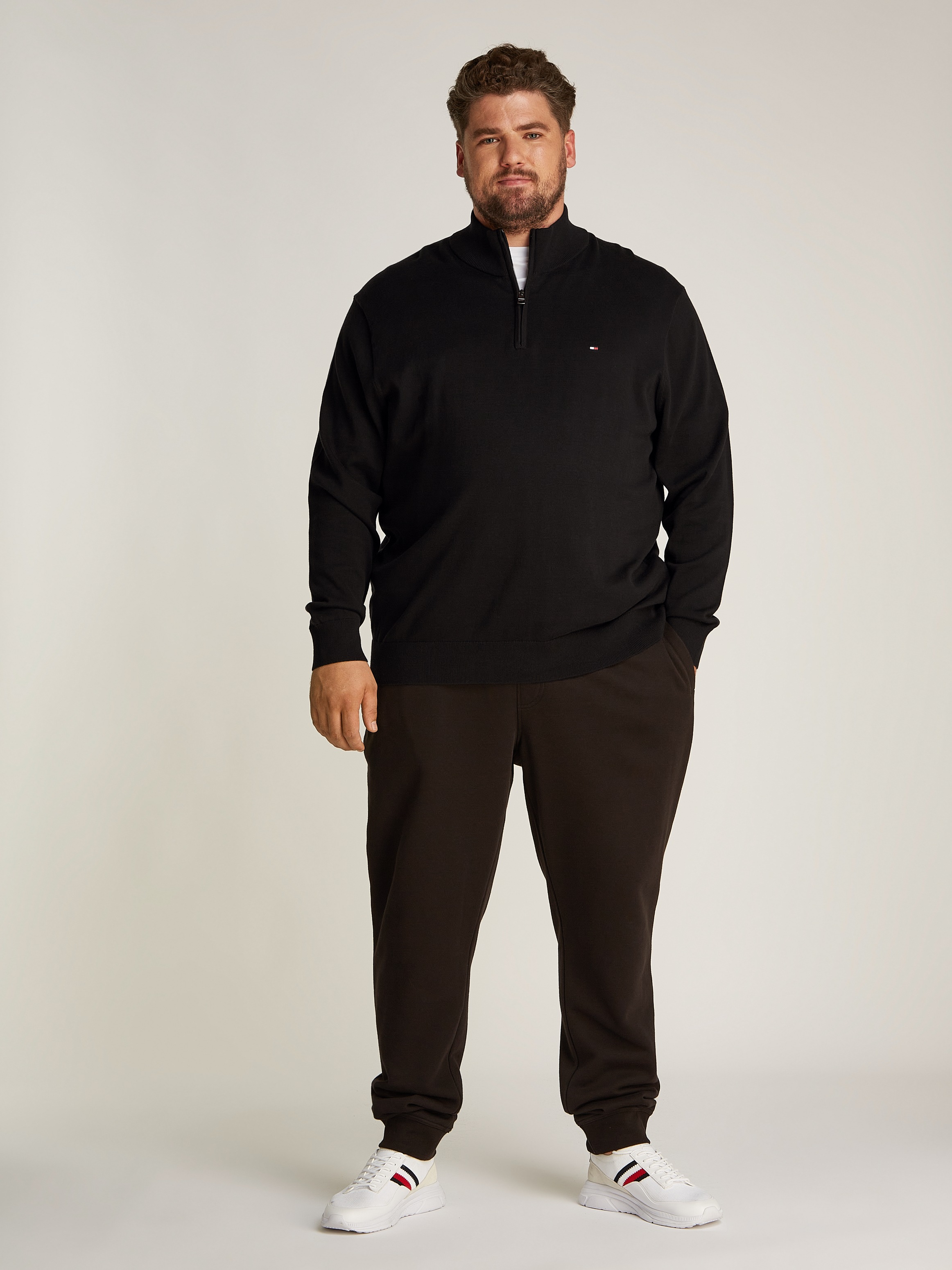 Tommy Hilfiger Big & Tall Stehkragenpullover »BT-ESSENTIAL COTTON ZIP MOCK-B«, Grossen Grössen
