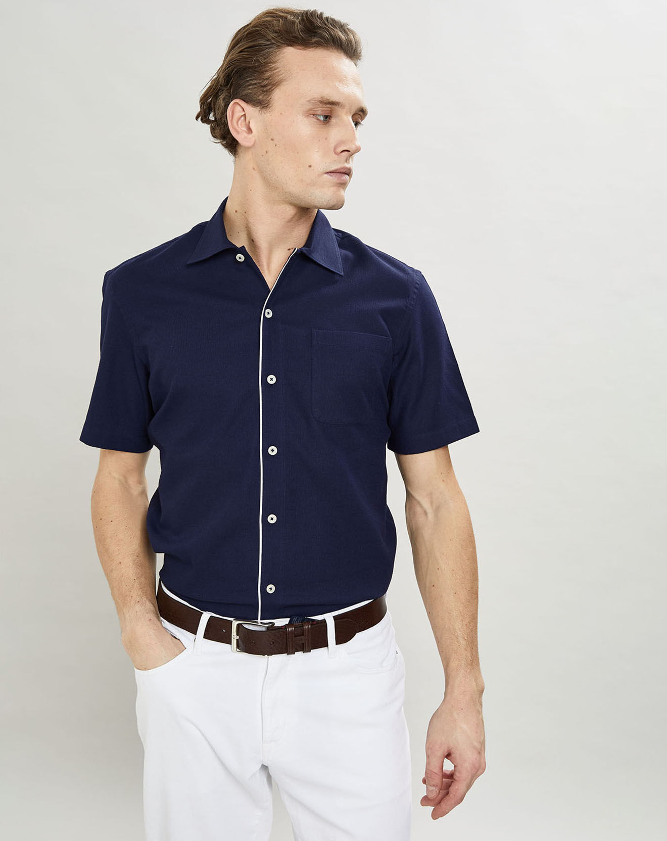Hackett London Chemise texturée Slim Fit rib gorg bleu marine