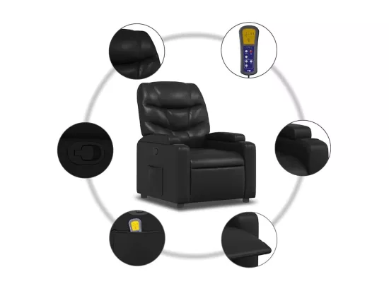 Fauteuil de massage inclinable Noir Similicuir