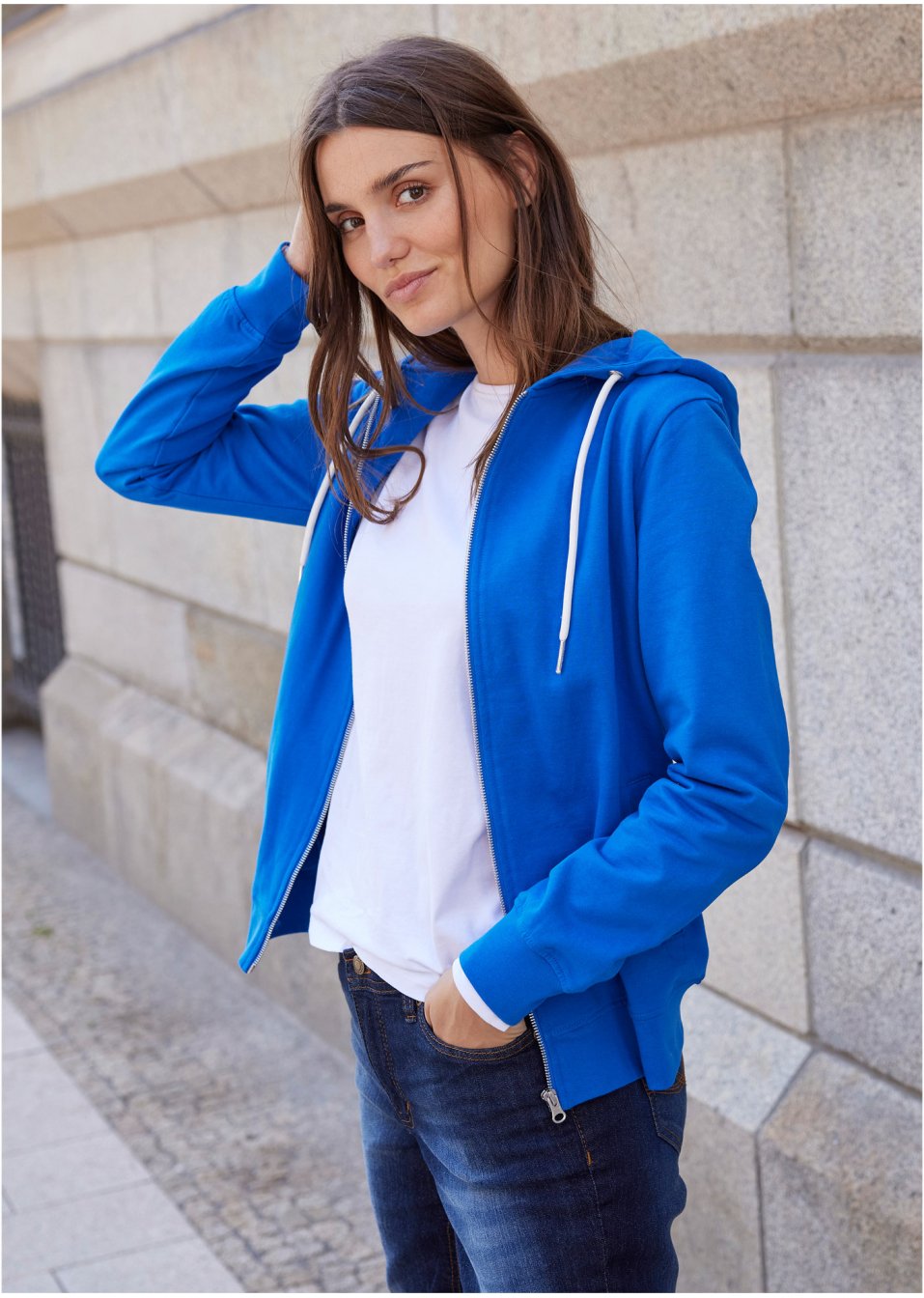 Gilet sweat à capuche avec poches latérales