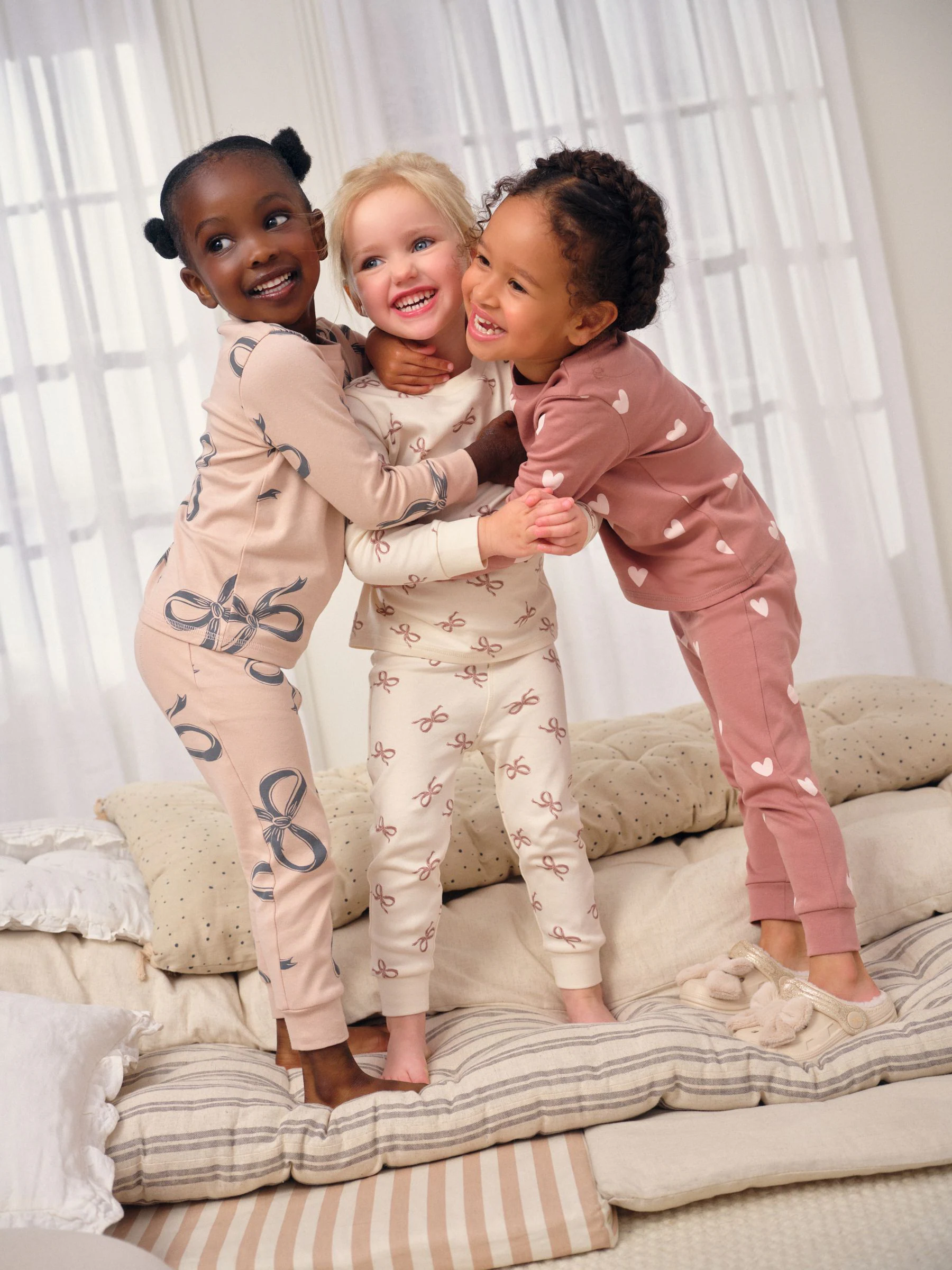 Ecru/Bruin Strikprint - Verpakking van 3 knusse pyjama's (9 mnd-16 jr)