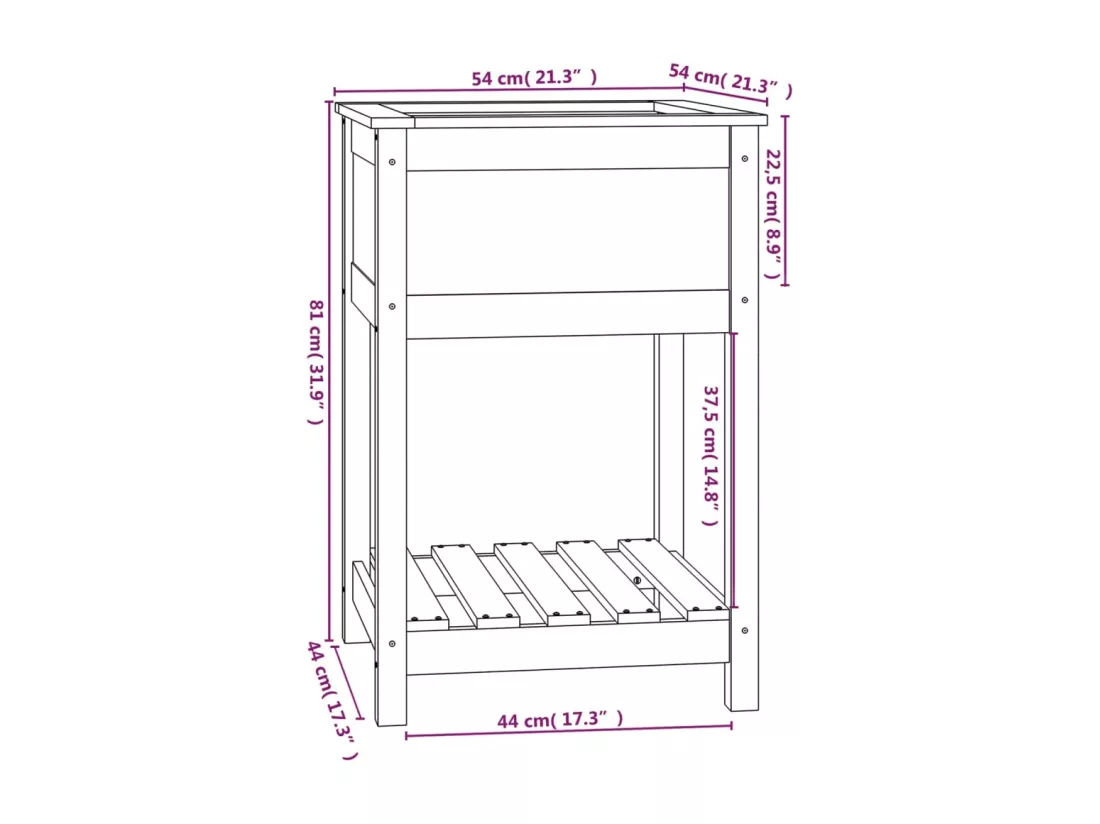 Jardinière bac lit surélevé bois blanche 55 x 54 x 81 cm 02_0038395
