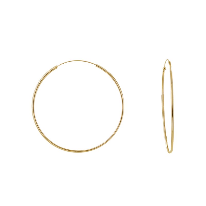 Boucles d'Oreilles Plaqué Or Fines Créoles 4cm