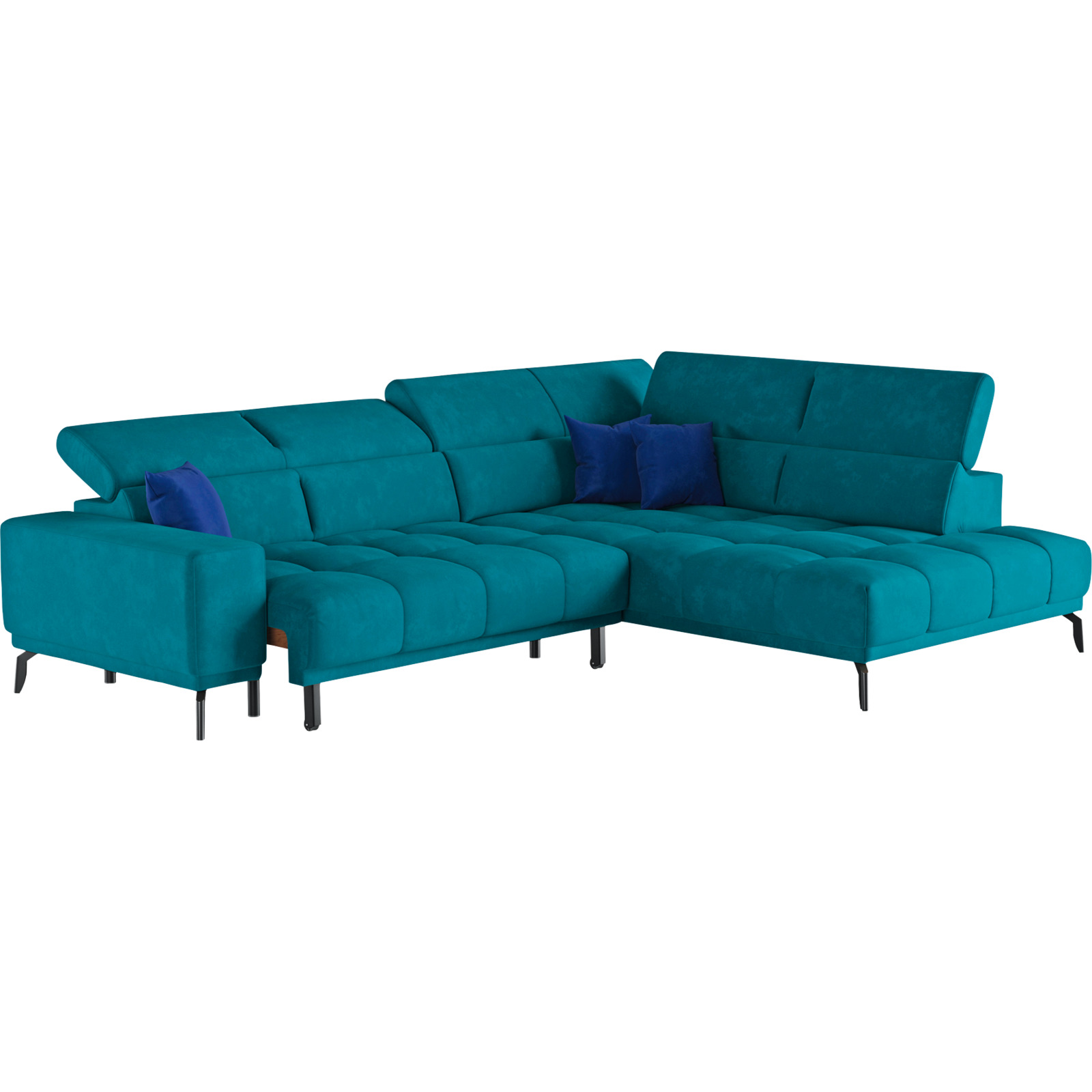 Ecksofa Jamba Stoff petrol, Ottomane rechts