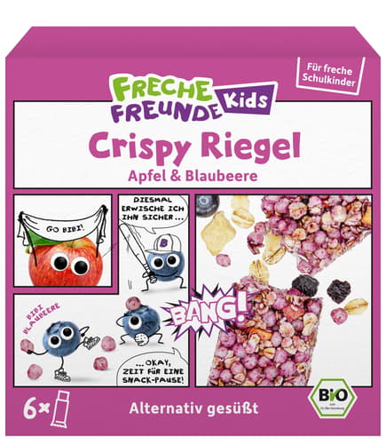 Freche Freunde Kids Bio Crispy Riegel Apfel & Blaubeere