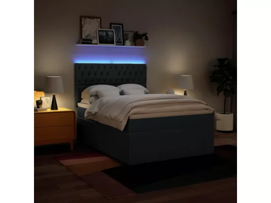 Sommier à lattes de lit avec matelas Bleu 160x200 cm Tissu