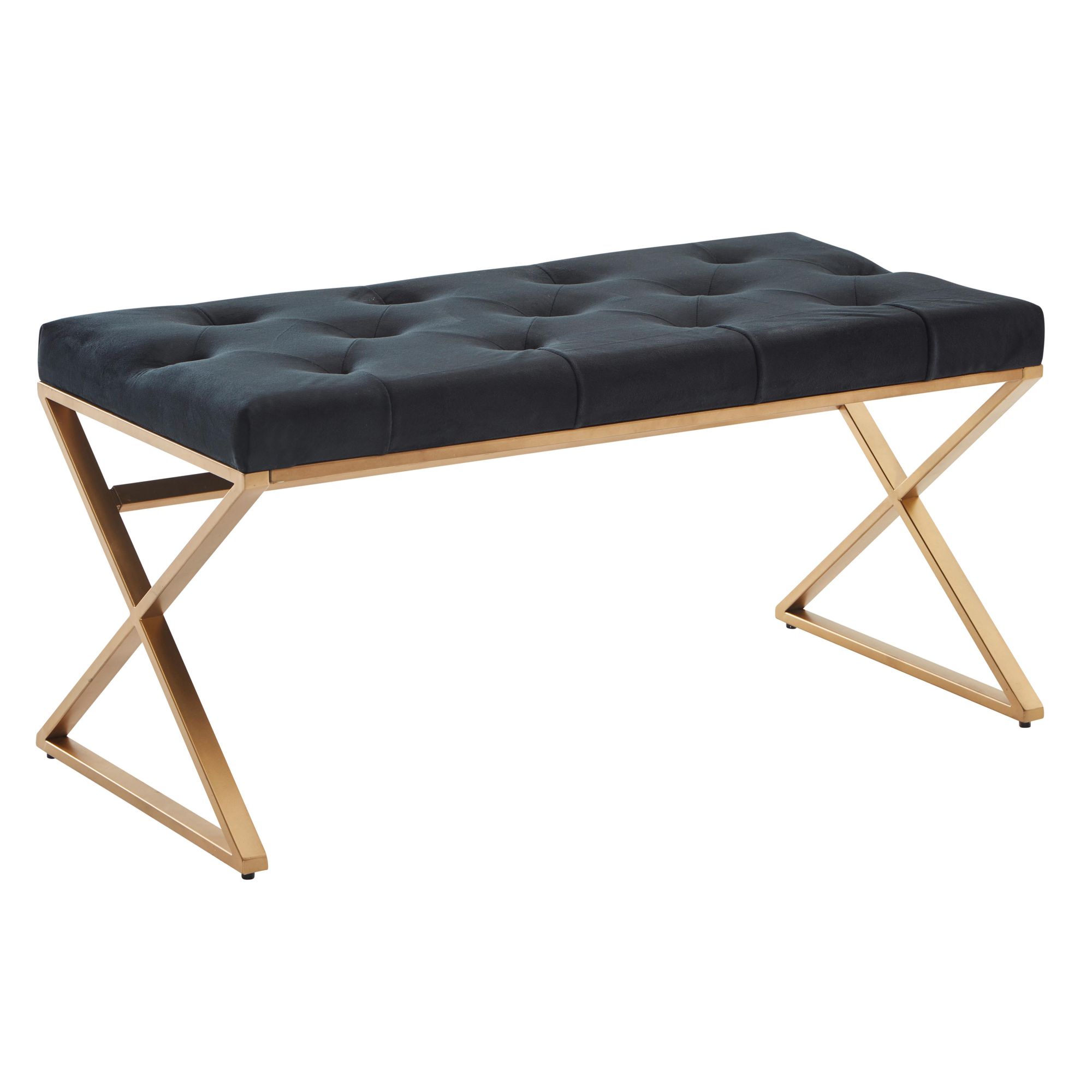 Sitzbank FineBuy Polsterbank Schwarz 90 cm Bettbank Chesterfield Flurbank Samt