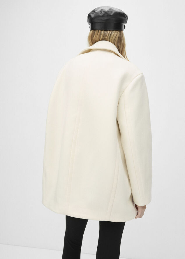 MANGO Double breasted virgin wool coat Light beige