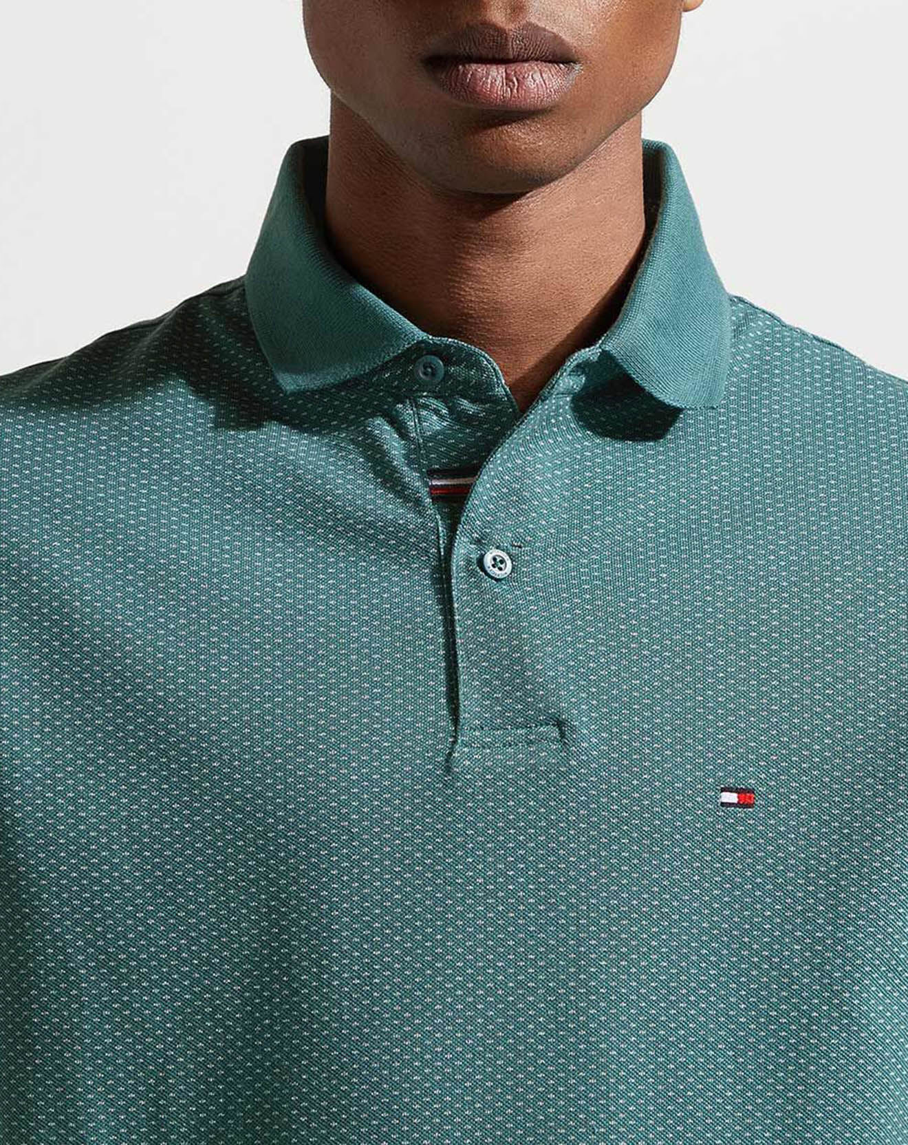 Tommy Hilfiger Polo slim micro imprimé bleu canard