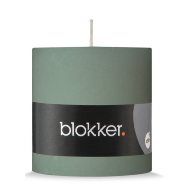 Blokker Rustieke Cilinderkaars - 10x10 cm - Kiezelgroen
