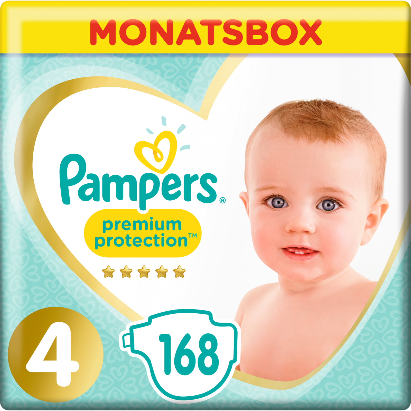 Pampers Gr. 4 Premium Protection Maxi 9-14 kg Monatsbox 168er