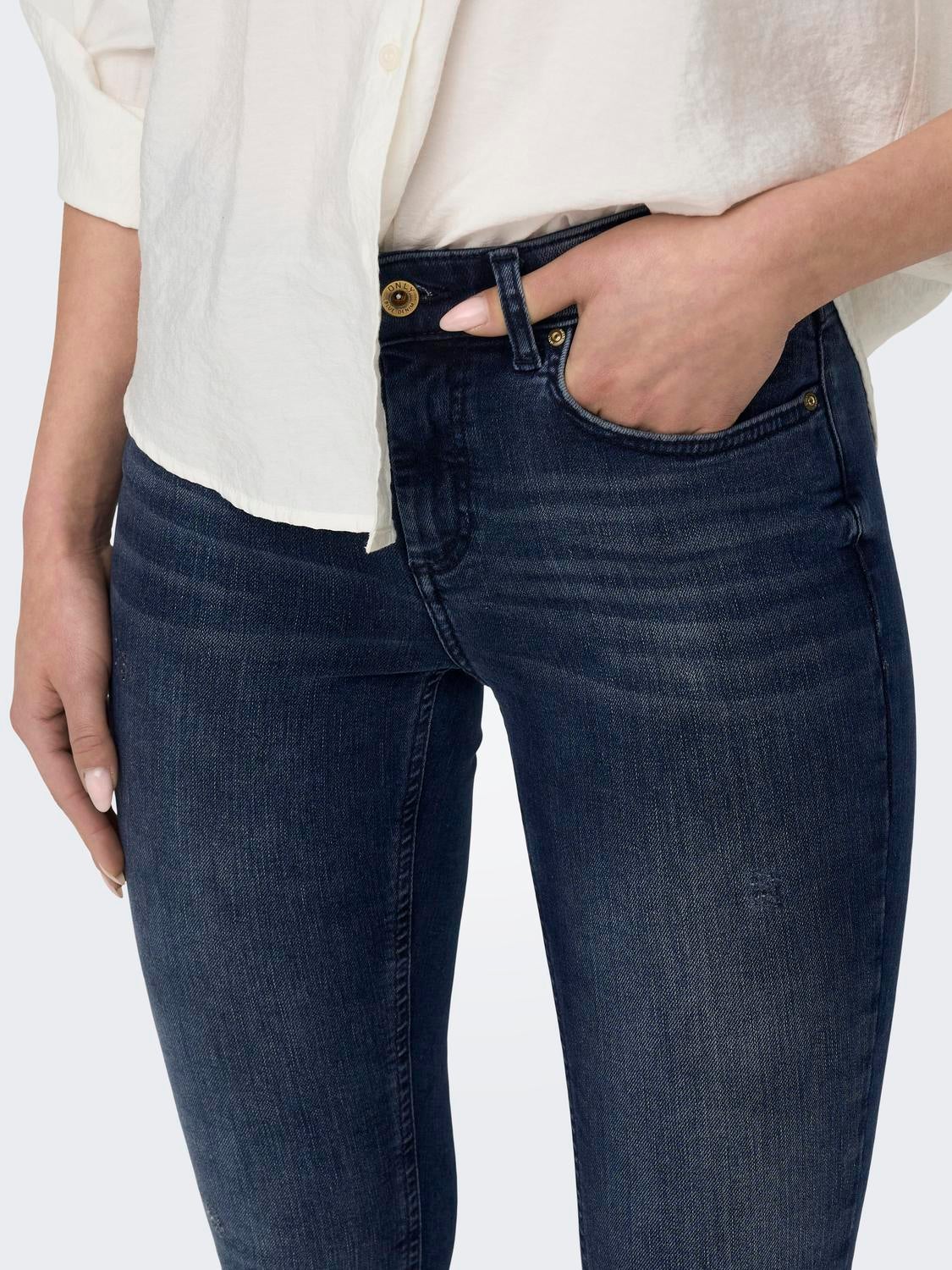 ONLBLUSH Mittlere Taille Skinny Fit Jeans Blue Black Denim