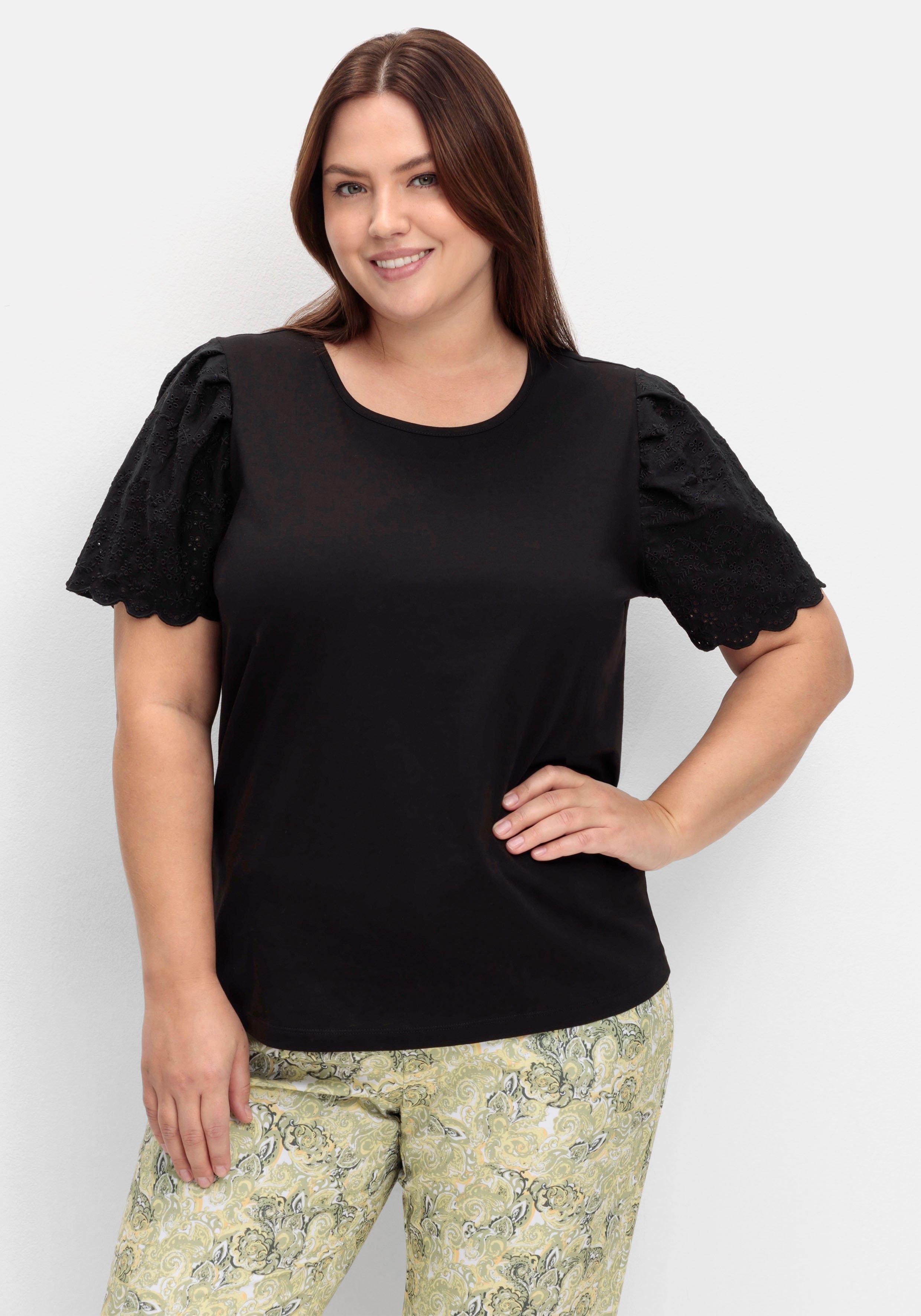 Shirt mit Flügelärmeln und Lochstickerei