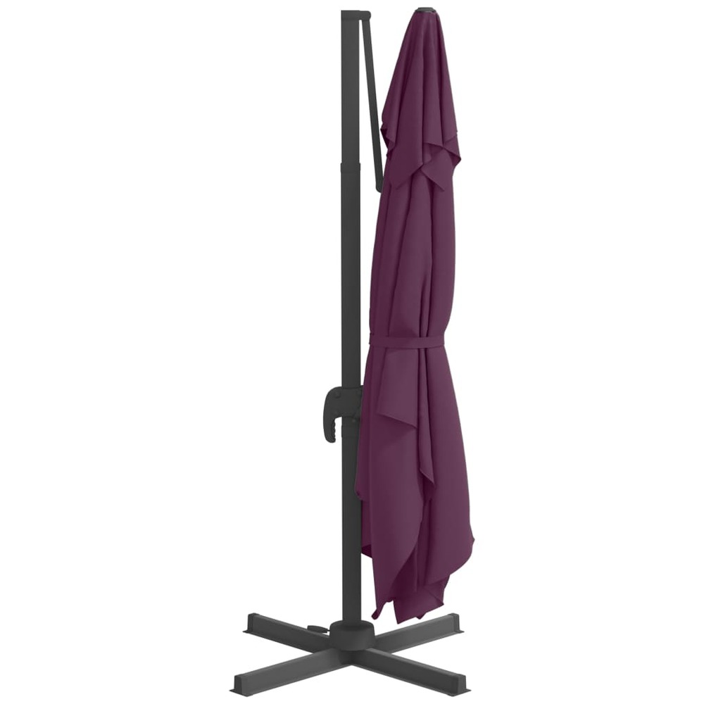 Parasol meuble de jardin cantilever à led 400 x 300 cm rouge bordeaux