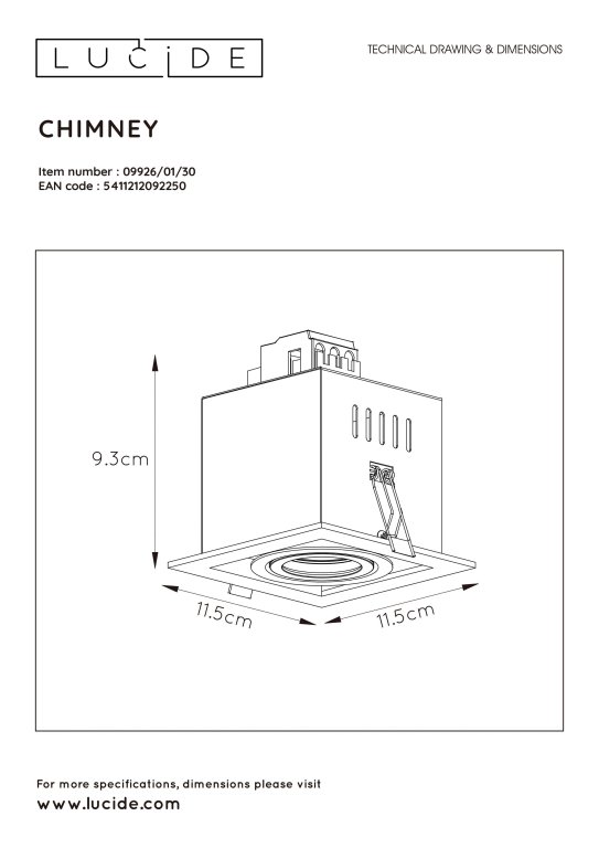 Lucide Chimney 1 spot inbouw zwart