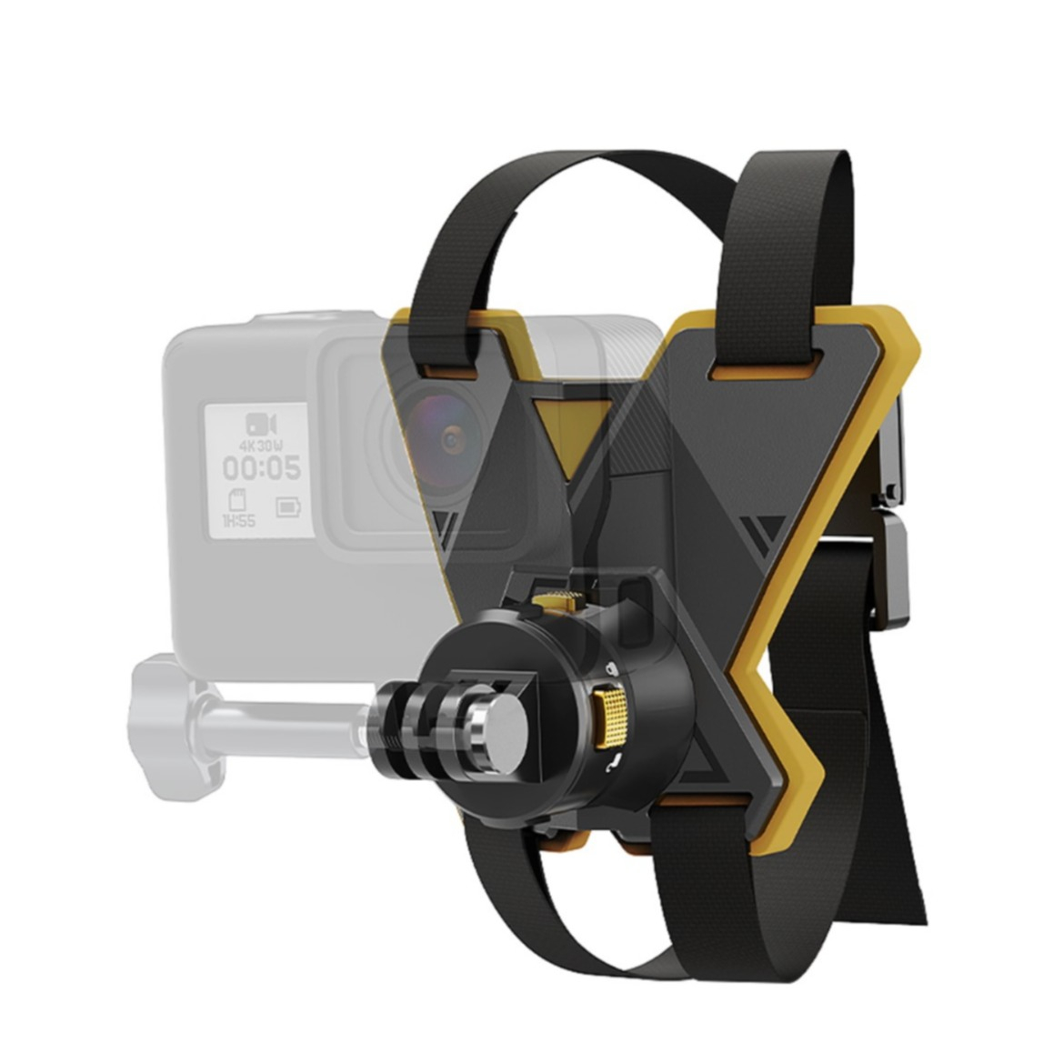 Motorrad Helm Kinn Adapter Halterung mit magnetischem Quick-Release Anschluss für GoPro Kameras inkl. Smartphone-Clip - Schwarz