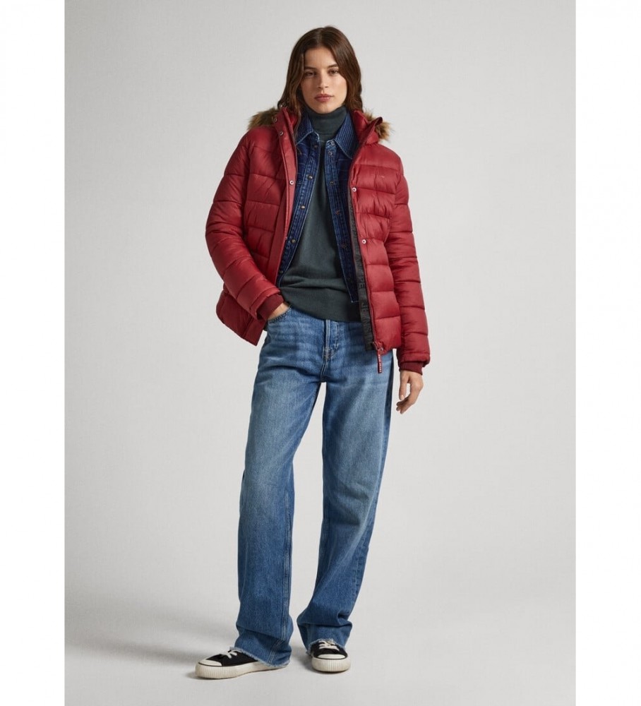 Jaqueta curta Pepe Jeans May, cor bordô