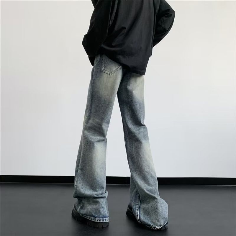DuckleBeam - Mid Rise Washed Bootcut Jeans