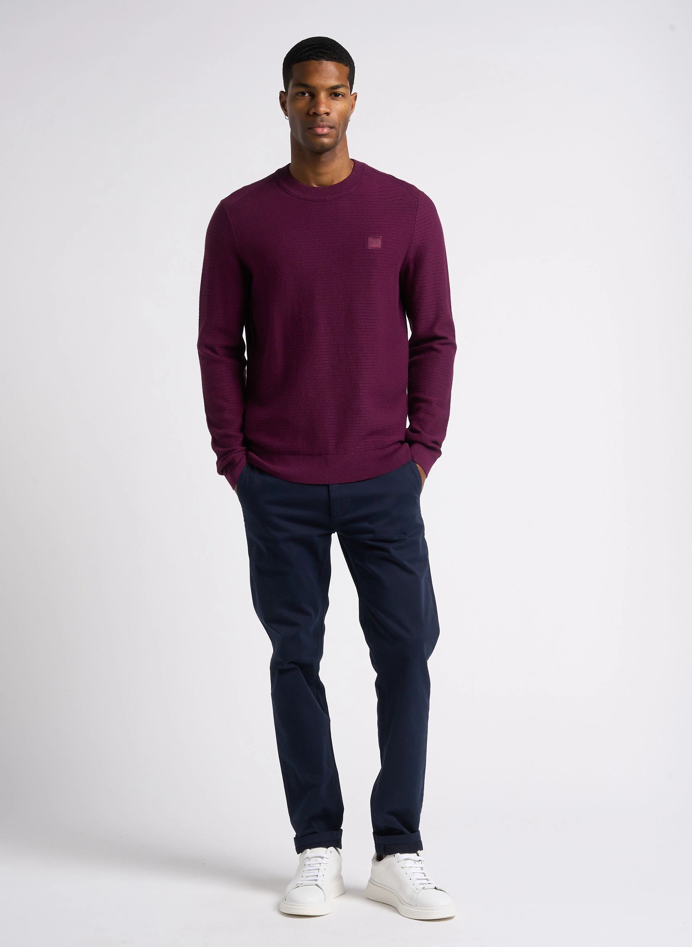 Pantalon chino en coton stretch | Bleu