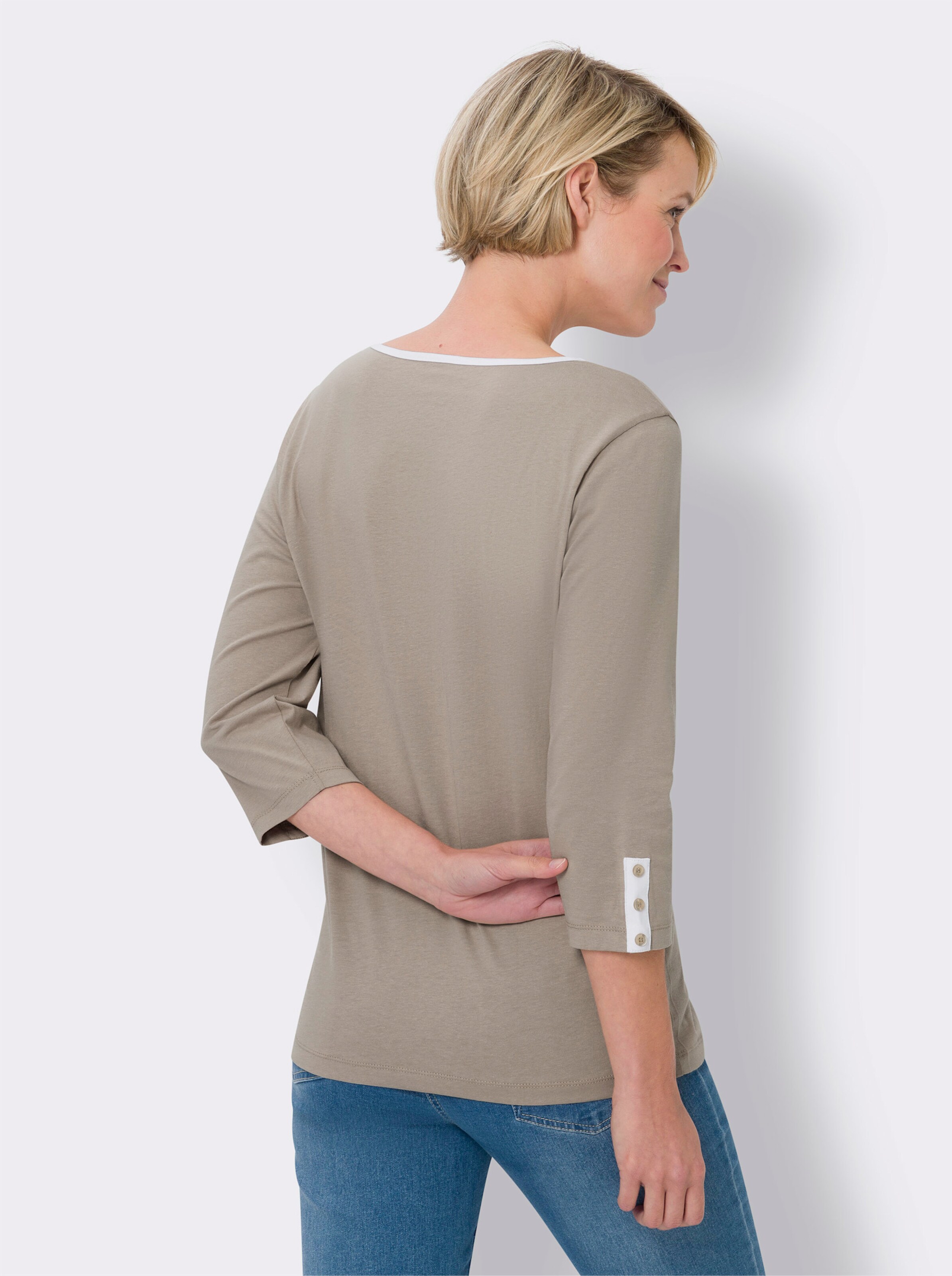 34-Arm-Shirt mit kontrastfarbenen Details