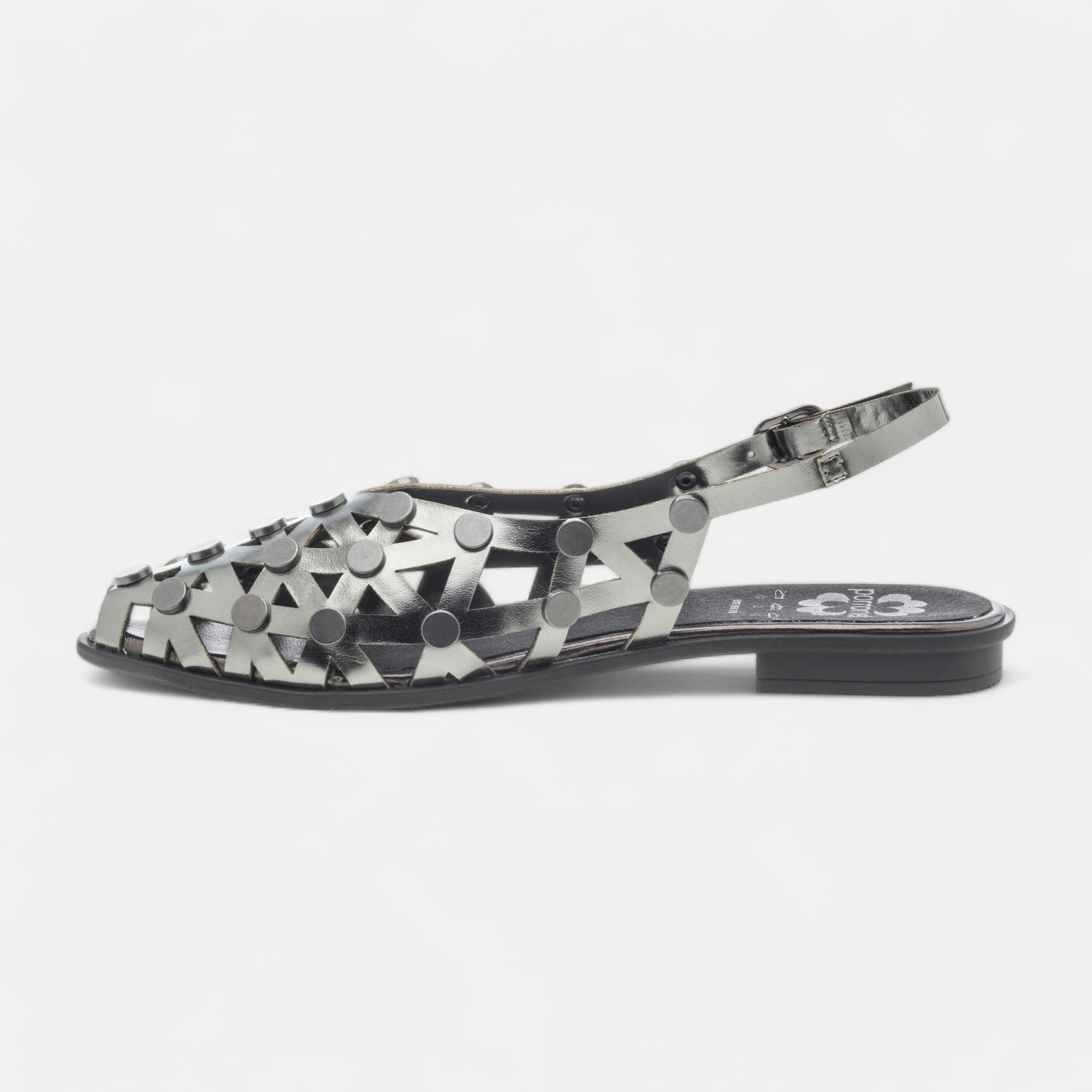 Escarpins avec bride arrière Femme en cuir plomb