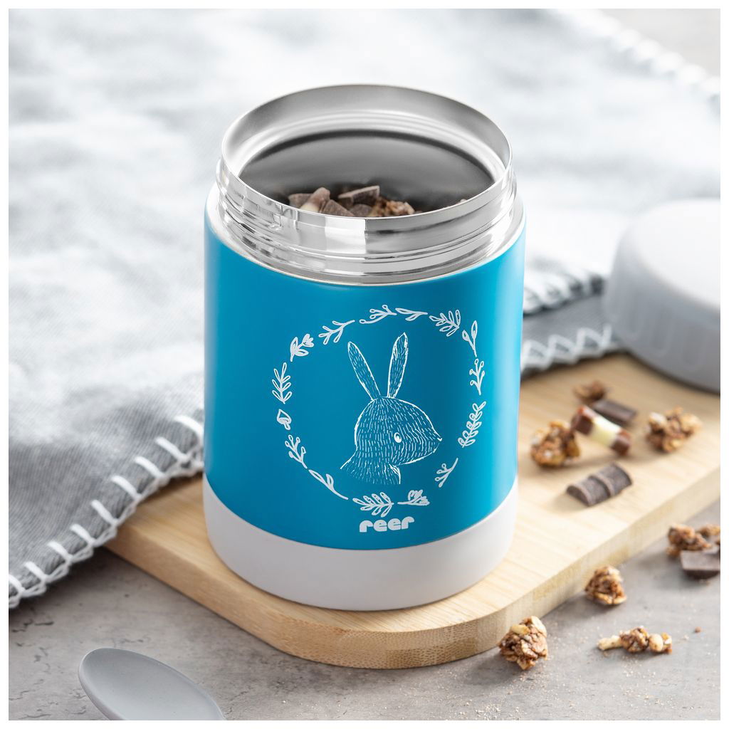 reerreer   Edelstahl Warmhaltebox silber petrolblau 300ml