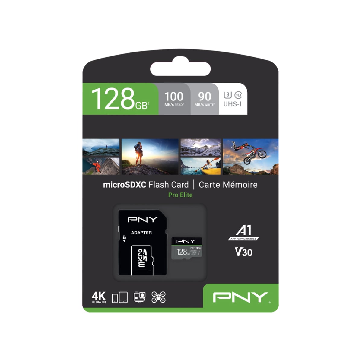 PNY PRO Elite Micro SDXC U3 V30-minnekort 128 GB