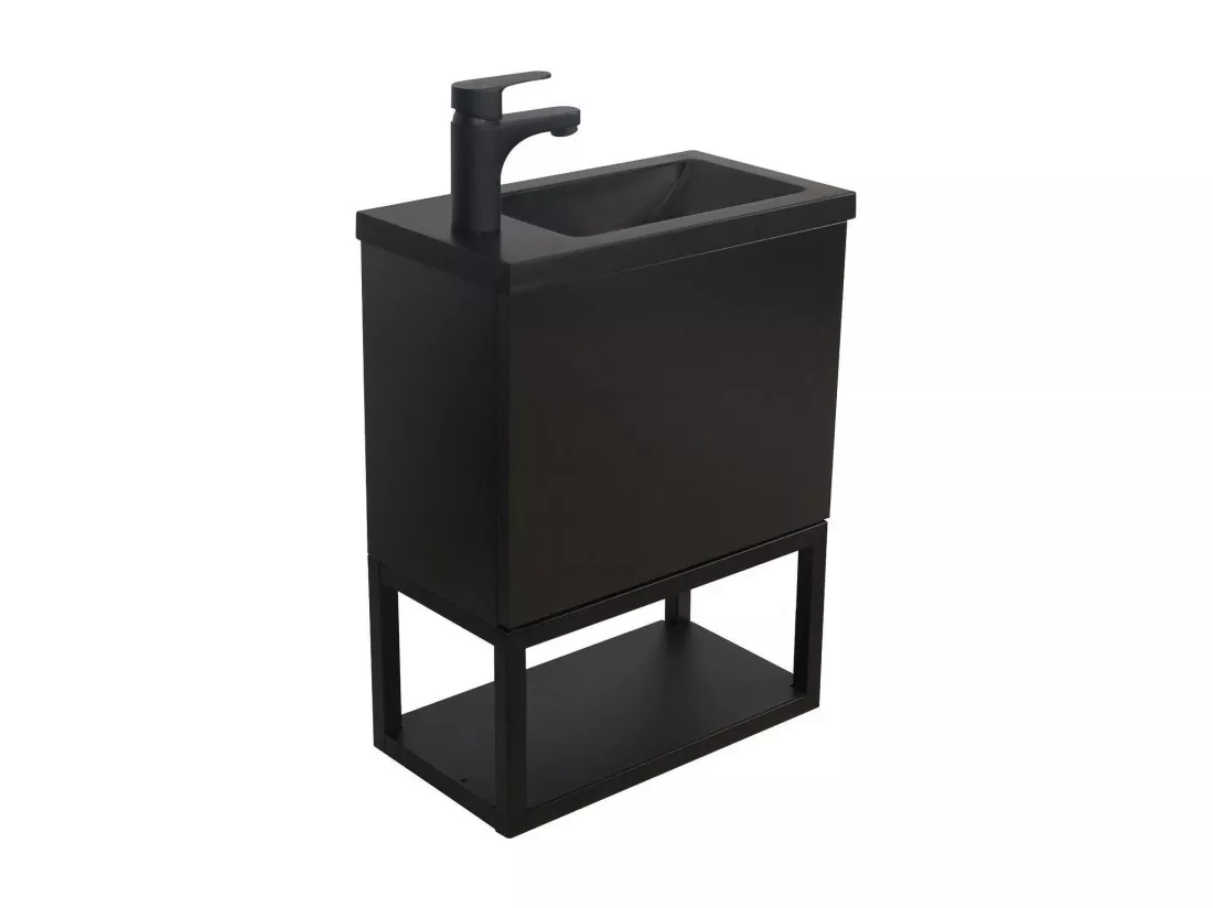 Meuble lave-mains à suspendre noir carbone