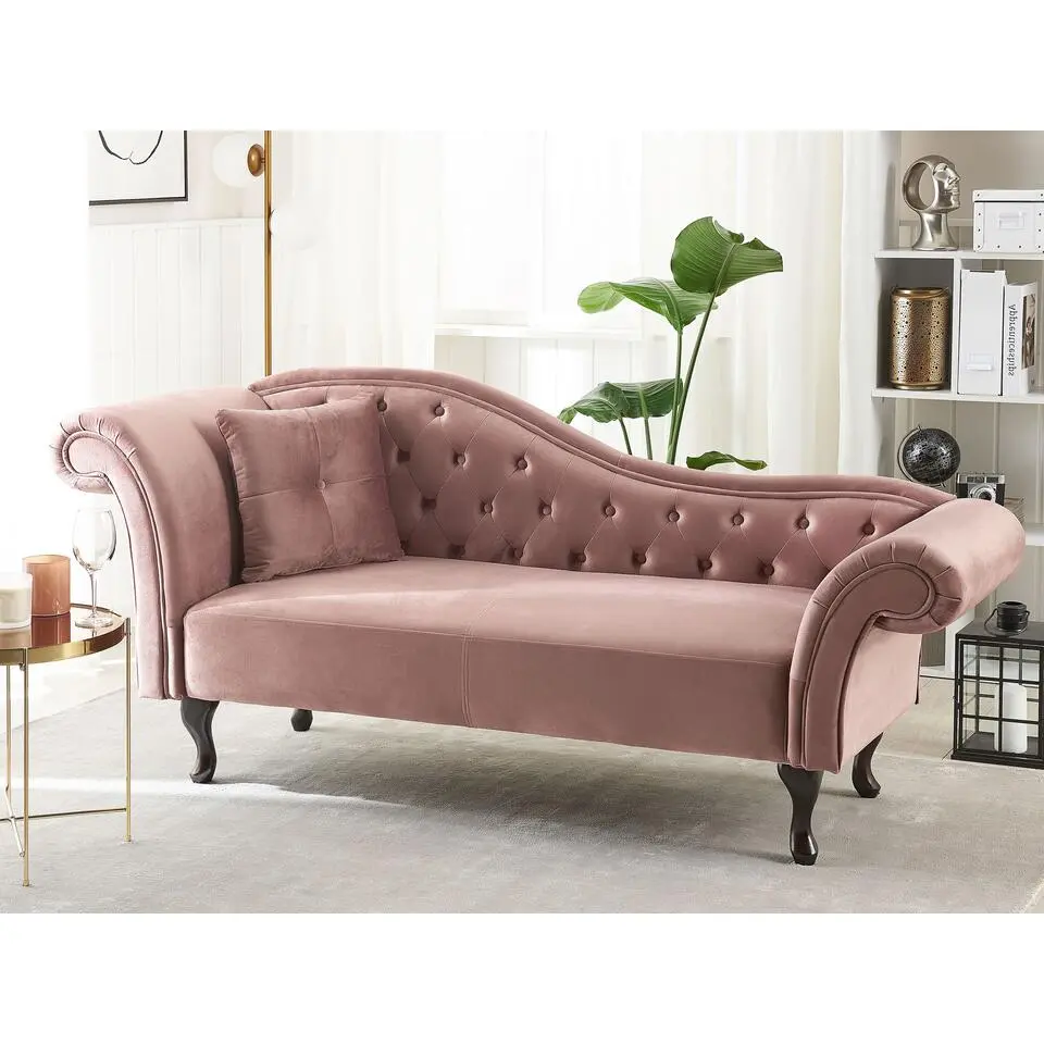 LATTES - Chaise longue - Roze - Linkerzijde - Fluweel