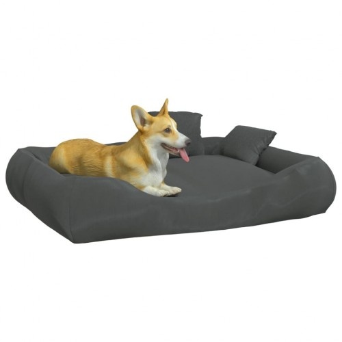 Cama retangular acolchoada cinza para animais de estimação Vidaxl