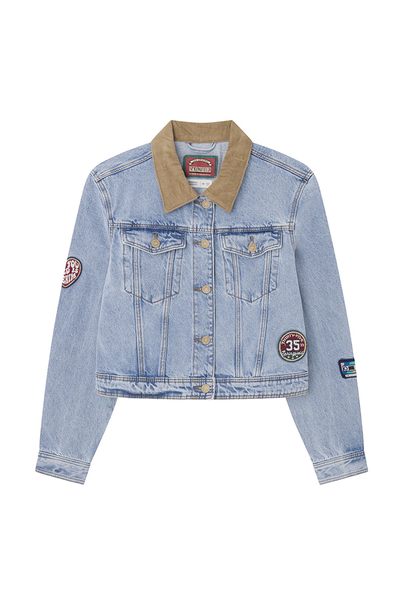 Jaqueta jeans com patch de aniversário