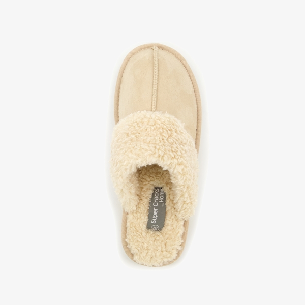 Supercracks gevoerde dames pantoffels beige