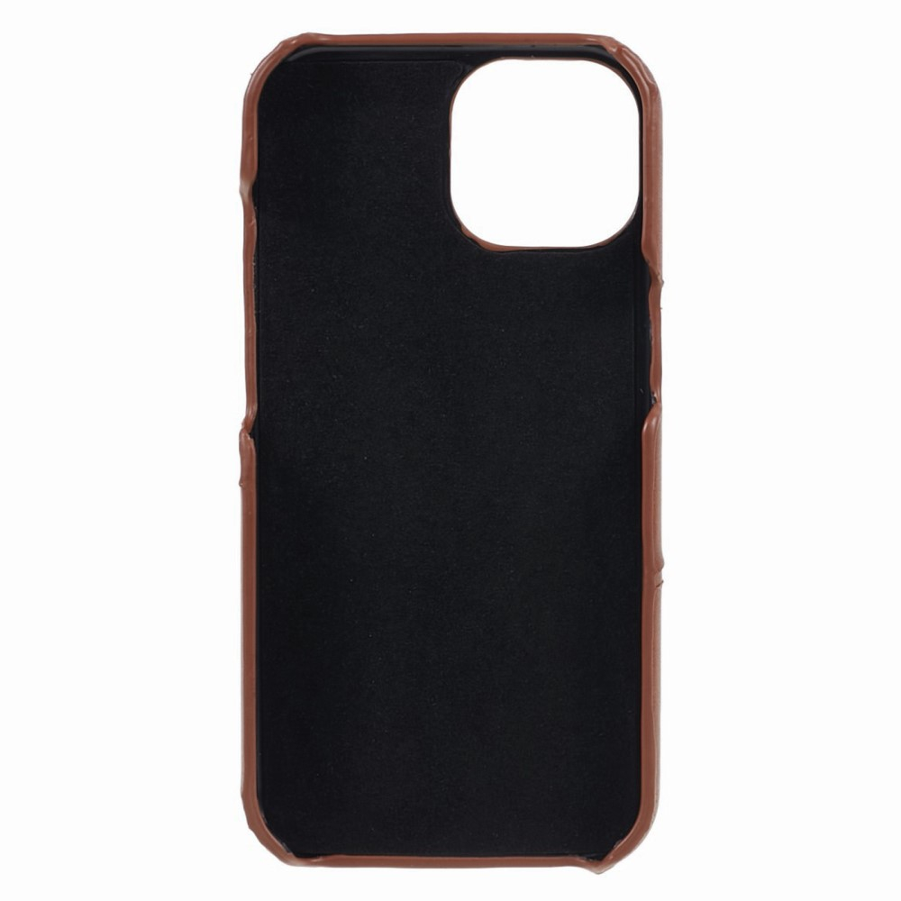 iPhone 15 Leder Hülle Snap Case   Kartenfach - Braun