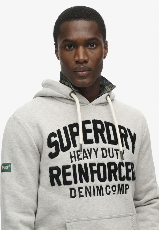 Superdry EMBROIDER SCRIPT GRAPHIC HOOD Pumice stone beige marl