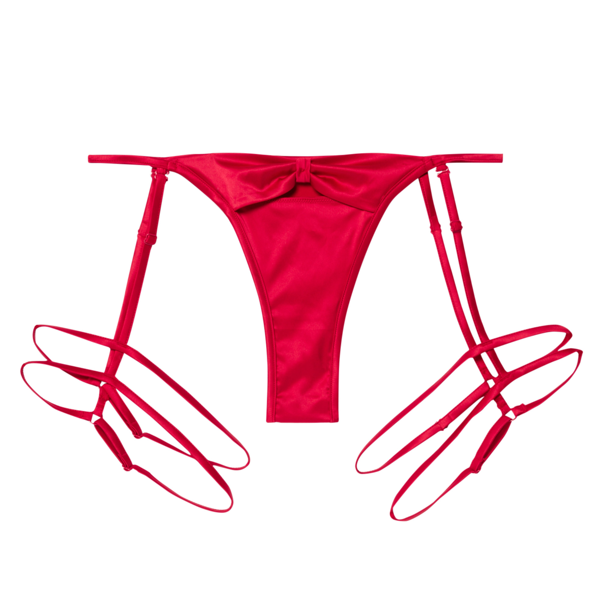 Tanga en satin avec porte-jarretelles