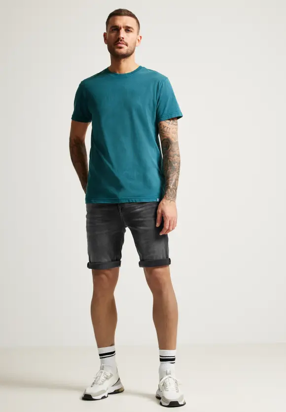 Regular Fit Jeansshorts - black havy random wash