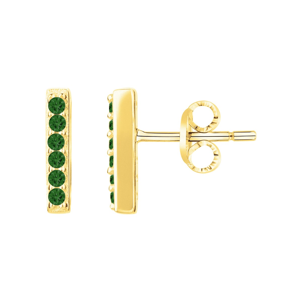 Boucles d'oreilles en Plaqué Or avec oxyde de zirconium vert emeraude