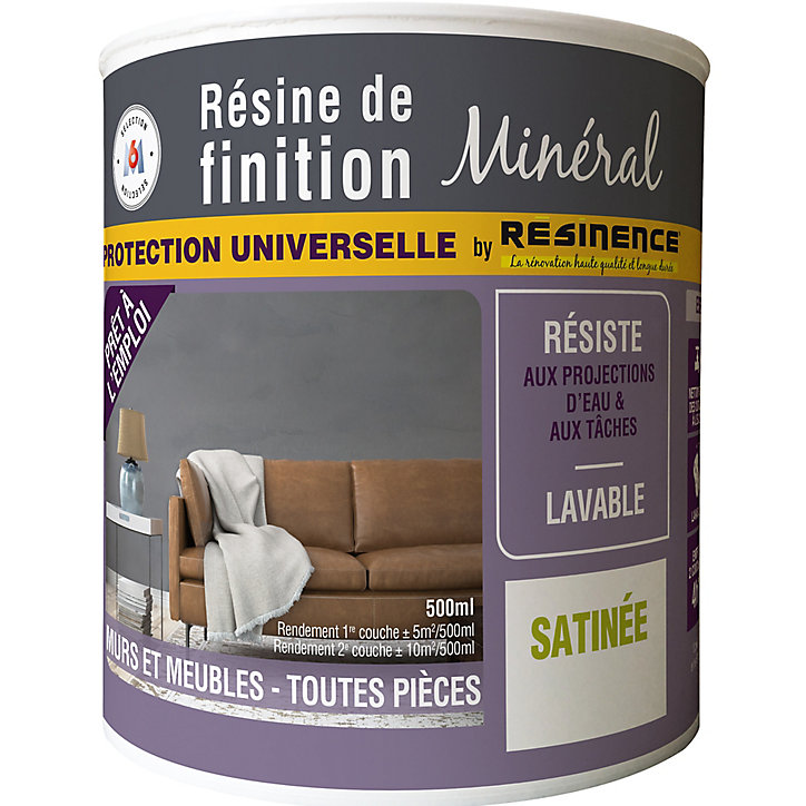 Résine de finition zone sèche Résinence béton minéral incolore satin 0,5L