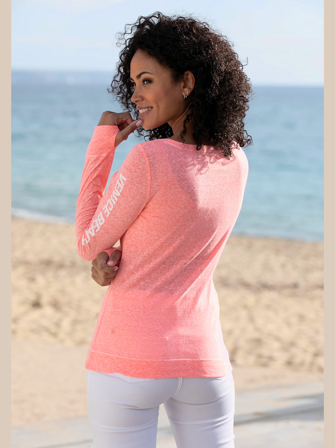 T-shirt manches longues aspect chiné tendance